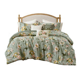 7 Piece Vintage Floral Comforter Set, Green
