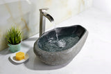 Unkindled Basin Series 20 in. Handcrafted Irregular Shaped Solid Surface Bathroom Vessel Sink in Dark River Stone