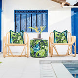 Outdoor Round Tall Pouf Cardoon Indigo