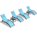 PURPLE LEAF Patio Chaise Lounge Set Outdoor Beach Pool Sunbathing Lawn Lounger Recliner Chair Outside Chairs with Side Table Included