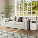 Nightstand with Storage Shelf and Door, Faux 2-drawer Table