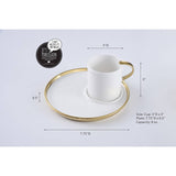 White Porcelain Cappuccino Cup & Saucer with Gold