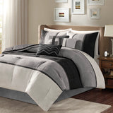 Palizzate Suede 7PC Comforter/6PC Duvet Cover Set, Black