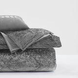 Crushed Velvet 4-Piece Comforter or Duvet Cover Set, Grey