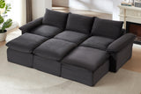 DERVAL 111" 3-Seater Sofa with 3 Ottomans