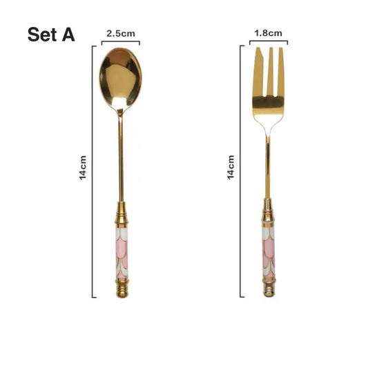Vintage Gold Stainless Steel Spoon Fork Set