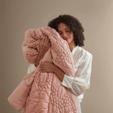Puffy Floral Patterned Comforter Set, Pink