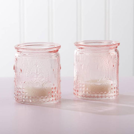 Vintage Pink Glass Tea Light Holder (Set of 4)