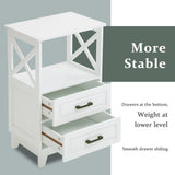 Tall Nightstand Set of 2 Wooden Rustic Bedside End Table