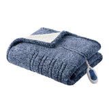 Marbled Sherpa Heated Throw, Blue