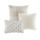Oversized Cotton Clipped Jacquard Comforter Set, Ivory