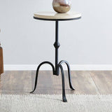 Creame Marble Accent Table with Curved Metal Legs