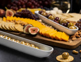 Kook Ceramic Olive Boat Trays Set of 2, 12 Inch,White