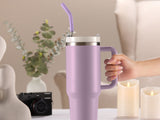 Kook 40 oz Stainless Steel Tumbler, Straw & Handle