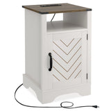 Nightstand with Charging Station Wooden End Table