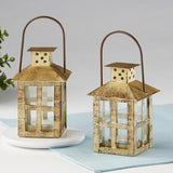 Vintage Antique Gold Distressed Lantern - Small
