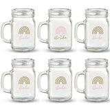 12 oz. Mason Jar Mug with Lid - Boho Rainbow Bride & Babe (Set of 6)