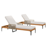 PURPLE LEAF Outdoor Chaise Lounge Patio Lounge Chair Recliner with Side Table and Cushion for Poolside Balcony Backyard