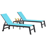 PURPLE LEAF Patio Chaise Lounge Textilene Pool with Wheels Sunbathing Chair for Outdoor, Beach, Yard, Side Table Included