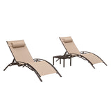PURPLE LEAF Outdoor Chaise Lounge Chair Patio Pool Lounger Bronze Aluminum Chairs with Side Table Adjustable Tanning Recliner for Outside Backyard Yard Deck Balcony Beach