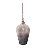 Venetia Ebony Glass Bottle with Aluminium Spired Lid - Tall