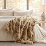 Faux Fur Velvet Throw Blanket 50x60", Tan