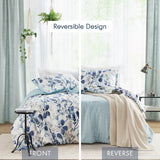 Reversible Floral Seersucker Comforter Set, Navy/Blue