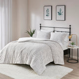 Chevron Faux Fur Comforter/Duvet Cover Set, Grey