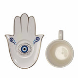Evil Eye Porcelain Tea Cup & Saucer, 7 oz