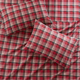 4-Piece Cotton Flannel Sheet Set, Red Plai