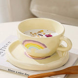 Rainbow Ceramic Cup & Saucer Set for Tea and Coffee