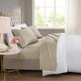 4pcs 600TC Cooling Cotton Blend Sheet Set, Khaki