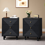 Black 3 Drawer Nightstand, Small Dresser Wooden Storage