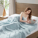 Lint-Free Solid Liquid Cotton Blanket, Blue