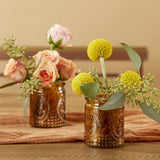 Vintage Amber Glass Tea Light Holder Set of 4