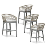 PURPLE LEAF Outdoor Bar Stools Counter Stools Rattan Bar Stools Chair with Backrest for Indoor or Outdoor, Kitchen lsland