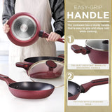 Moss & Stone 4-Piece Burgundy Nonstick Cookware Set
