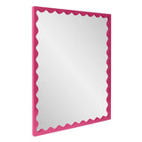 Santosh Rectangular Mirror with Inner Scalloped Edge in Glossy Hot Pink