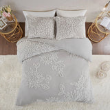 3-Piece Comforter, or Duvet Cover Set Grey Floral