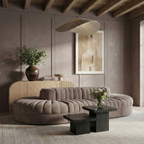 Rummi - Oval Velvet Performance Fabric Upholstered 8 Piece Modular Sectional