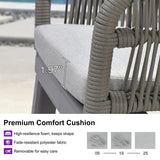 PURPLE LEAF Outdoor Bar Stools Rattan Bar Stools Counter Stools with Back and Cushions for Patio, Garden, Kitchen