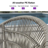 PURPLE LEAF Outdoor Bar Stools Rattan Bar Stools Counter Stools with Back and Cushions for Patio, Garden, Kitchen