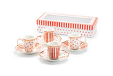 Red Josephine Porcelain Espresso Cups Set of 4