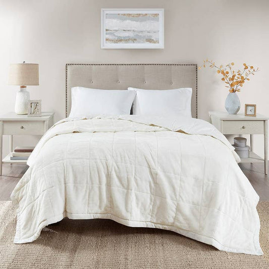 Reversible Down Alternative Bedding Blanket, Ivory