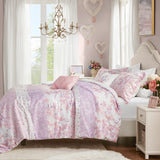 Modern Floral Paisley Comforter Set, Pink