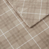 Flannel Cotton Winter Sheet Set, Plaid, Tan