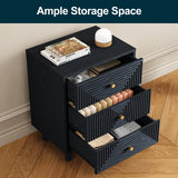 Black 3 Drawer Nightstand, Small Dresser Wooden Storage