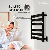 Note Series 6-Bar Stainless Steel Wall Mounted Towel Warmer in Matte Black