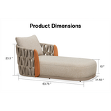 PURPLE LEAF Hailar Olefin Patio Chaise Lounge Chair , Upholstered Pool Lounge Chairs for Outdoor with Teak Armres for Deck, Pool, Lawn, Garden, Courtyard, Porch