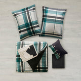Teal/Black Plaid Comforter Set with Bed Sheets